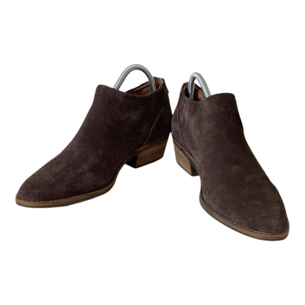 Lucky Brand LK Women's Brown Suede Block Heel Ankle Bootie Size 9.5 M